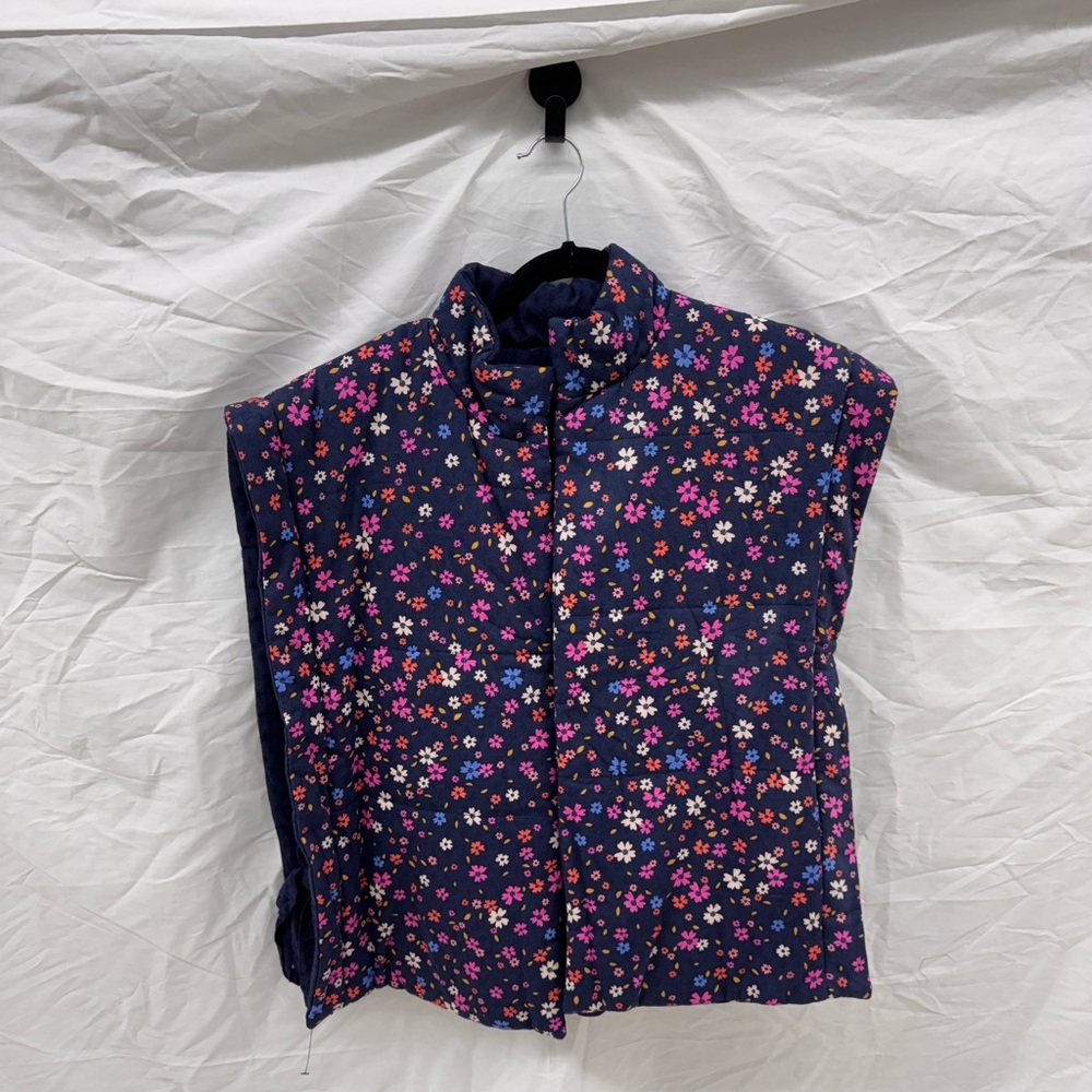 Floral Quilted Puffer Vest with Side Ties